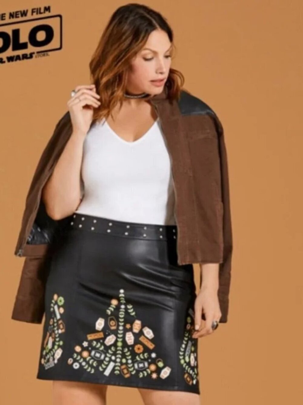 NWT Torrid Star Wars Solo faux leather skirt 12 mini black skater